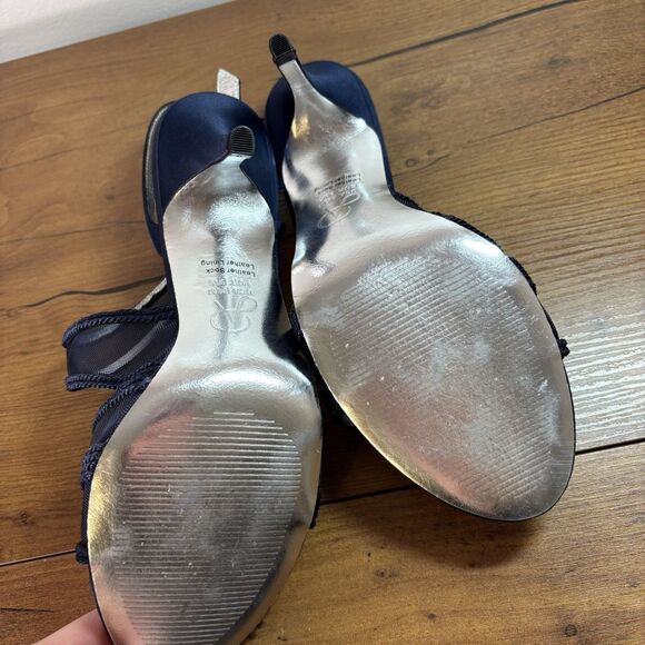 Adrianna Papell Womens 8.5 Navy Blue Strappy Mesh Formal Heels Shoes - Picture 7 of 7